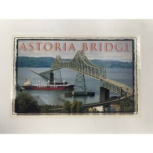 Vintage Astoria Bridge Oregon Postcard Tokai Line Ship Columbia River